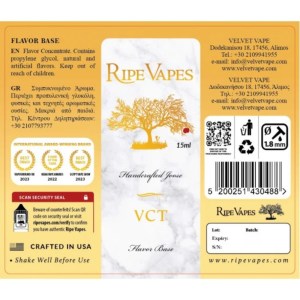 Ripe Vapes VCT (Vanilla-Custard-Tobacco) 15ml to 60ml Flavor